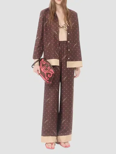 Valentino Garavani Women's Stelline Firma Starry Twill Pants - Chocolate Beige | Thumbnail 2