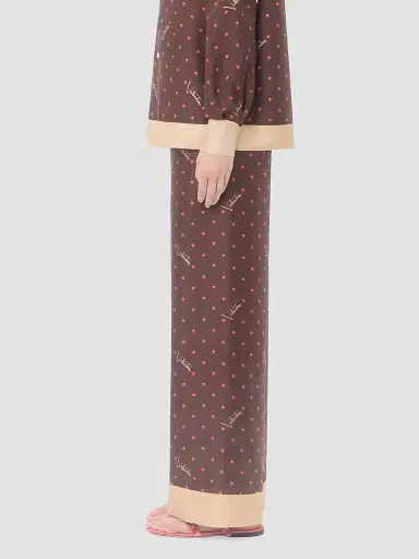 Valentino Garavani Women's Stelline Firma Starry Twill Pants - Chocolate Beige | Thumbnail 4