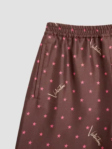 Valentino Garavani Women's Stelline Firma Starry Twill Pants - Chocolate Beige | Thumbnail 6