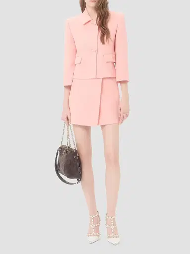 Valentino Garavani Women's Mini Skirt in Wool Crepe | Thumbnail 2 Valentino Garavani Women's Mini Skirt in Wool Crepe | Thumbnail 2