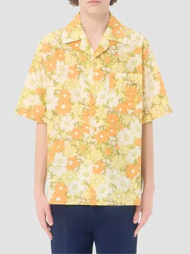 Valentino Garavani Men's Cotton Bowling Shirt with Papier Floral Print | Thumbnail 3