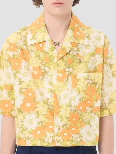 Valentino Garavani Men's Cotton Bowling Shirt with Papier Floral Print - Size 34 | Thumbnail 6