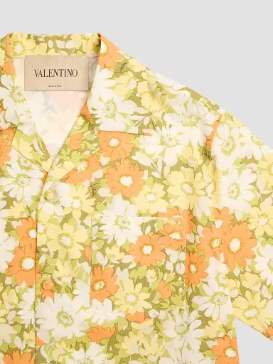 Valentino Garavani Men's Cotton Bowling Shirt with Papier Floral Print - Size 34 | Thumbnail 7