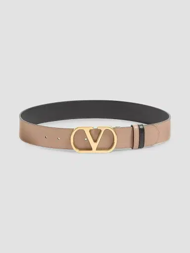 Valentino Garavani Women's Reversible VLogo Signature Belt in Glossy Calfskin - Black Beige - Size Large | Thumbnail 4