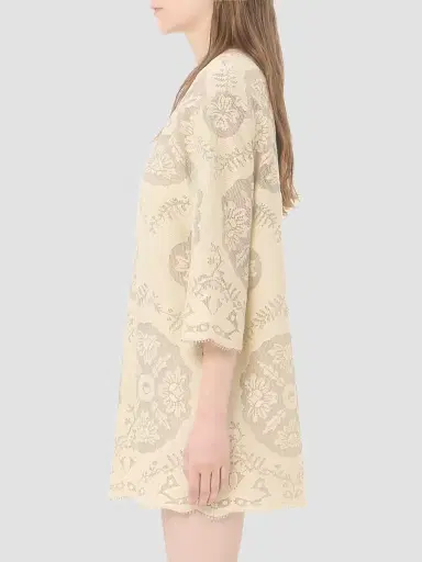 Valentino Garavani Women's Short Dress in Floral Stamp Blanket - Ecru - Size 0 | Thumbnail 4