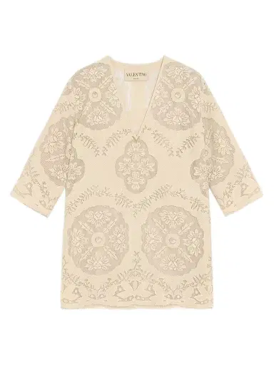 Valentino Garavani Women's Short Dress in Floral Stamp Blanket | Thumbnail 1 Valentino Garavani Women's Short Dress in Floral Stamp Blanket | Thumbnail 1