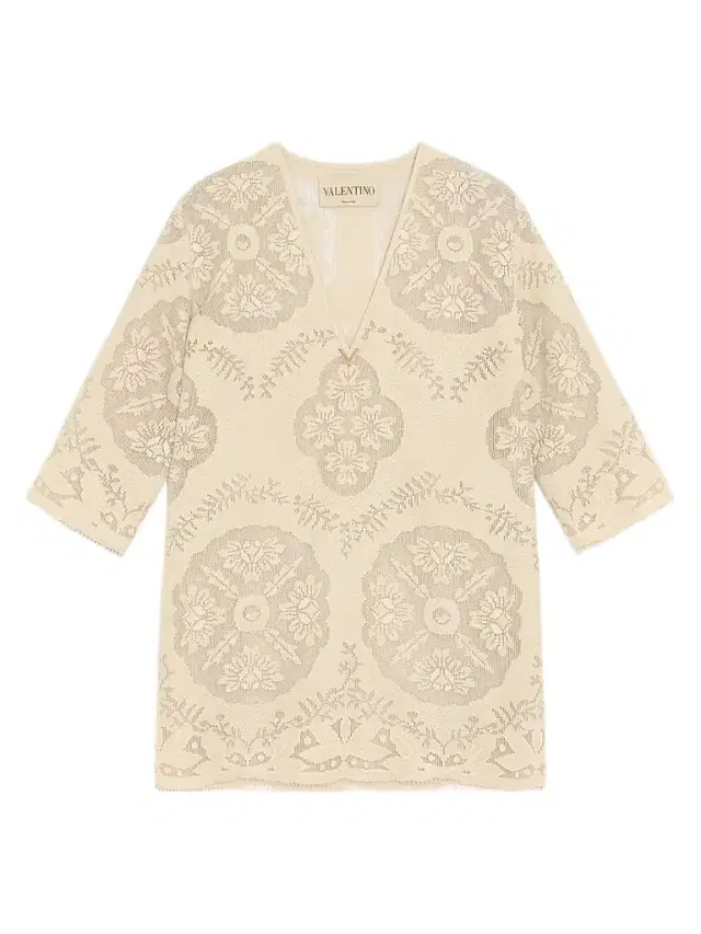 Valentino Garavani Women's Short Dress in Floral Stamp Blanket - Ecru