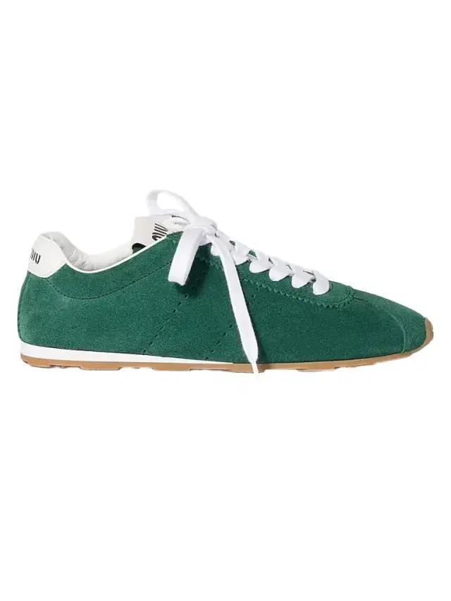 Miu Miu Women's Plume Suede Sneakers - Green