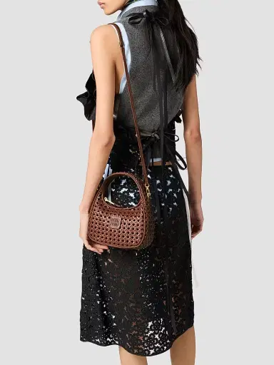 Miu Miu Women's Wander Woven Leather Top Handle Bag - Brown | Thumbnail 3