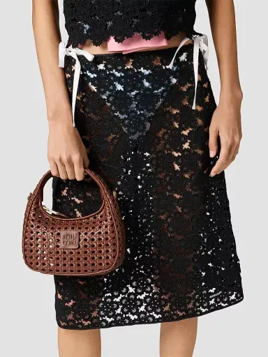 Miu Miu Women's Wander Woven Leather Top Handle Bag - Brown | Thumbnail 4