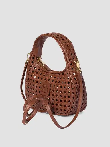 Miu Miu Women's Wander Woven Leather Top Handle Bag - Brown | Thumbnail 5
