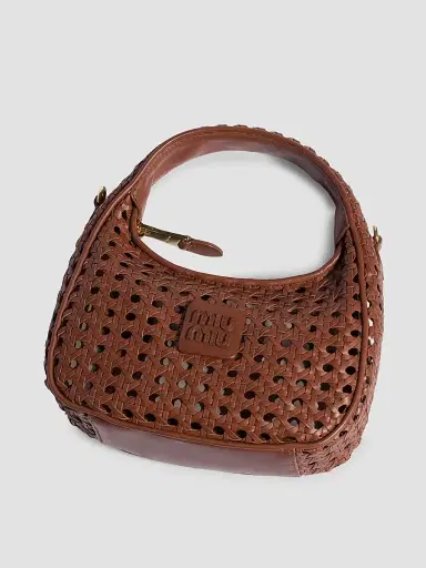 Miu Miu Women's Wander Woven Leather Top Handle Bag - Brown | Thumbnail 7
