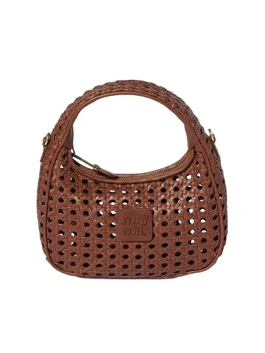 Miu Miu Women's Wander Woven Leather Top Handle Bag - Brown | Thumbnail 1