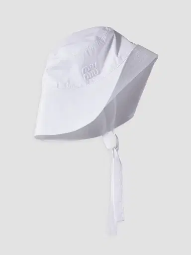 Miu Miu Women's Wide-Brimmed Poplin Bucket Hat - White - Size Large | Thumbnail 2