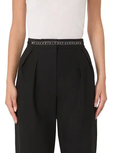 Max Mara Women's Bejewelled Satin Belt - Black - Size Large | Thumbnail 2