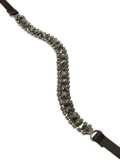 Max Mara Women's Bejewelled Satin Belt - Black - Size Large | Thumbnail 4
