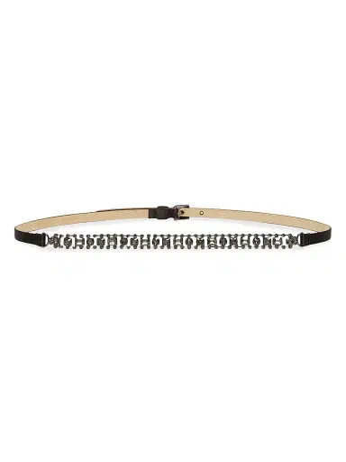 Max Mara Women's Bejewelled Satin Belt - Black - Size Large | Thumbnail 1