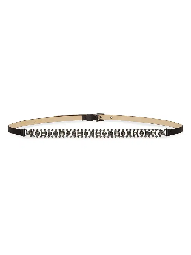Women's Bejewelled Satin Belt - Black