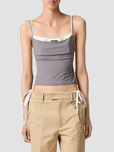 Miu Miu Women's Stretch Jersey Top - Silver | Thumbnail 2