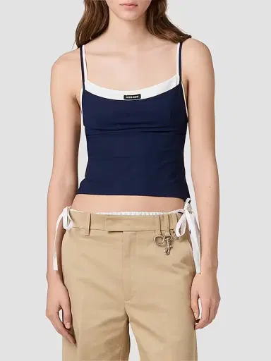 Miu Miu Women's Stretch Jersey Top - Dark Blue - Size 2 | Thumbnail 2