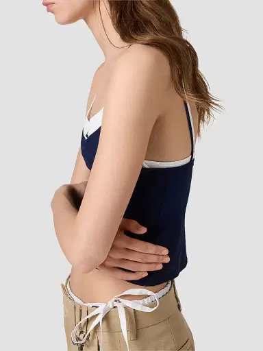 Miu Miu Women's Stretch Jersey Top - Dark Blue - Size 2 | Thumbnail 3