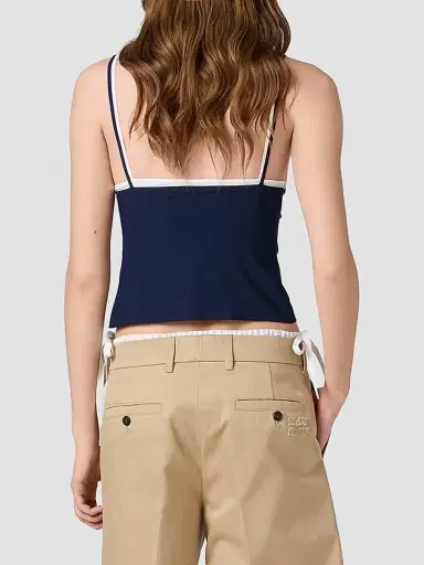 Miu Miu Women's Stretch Jersey Top - Dark Blue - Size 2 | Thumbnail 4