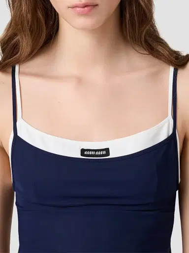 Miu Miu Women's Stretch Jersey Top - Dark Blue - Size 2 | Thumbnail 5