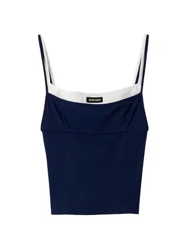 Miu Miu Women's Stretch Jersey Top - Dark Blue - Size 2 | Thumbnail 1