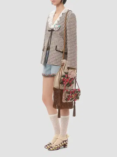 Valentino Garavani Women's Nellcote Alice Embroidered Crossbody Bag with Fringes | Thumbnail 2