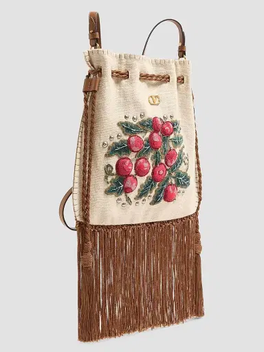 Valentino Garavani Women's Nellcote Alice Embroidered Crossbody Bag with Fringes | Thumbnail 4