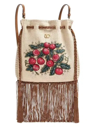 Valentino Garavani Women's Nellcote Alice Embroidered Crossbody Bag with Fringes | Thumbnail 1