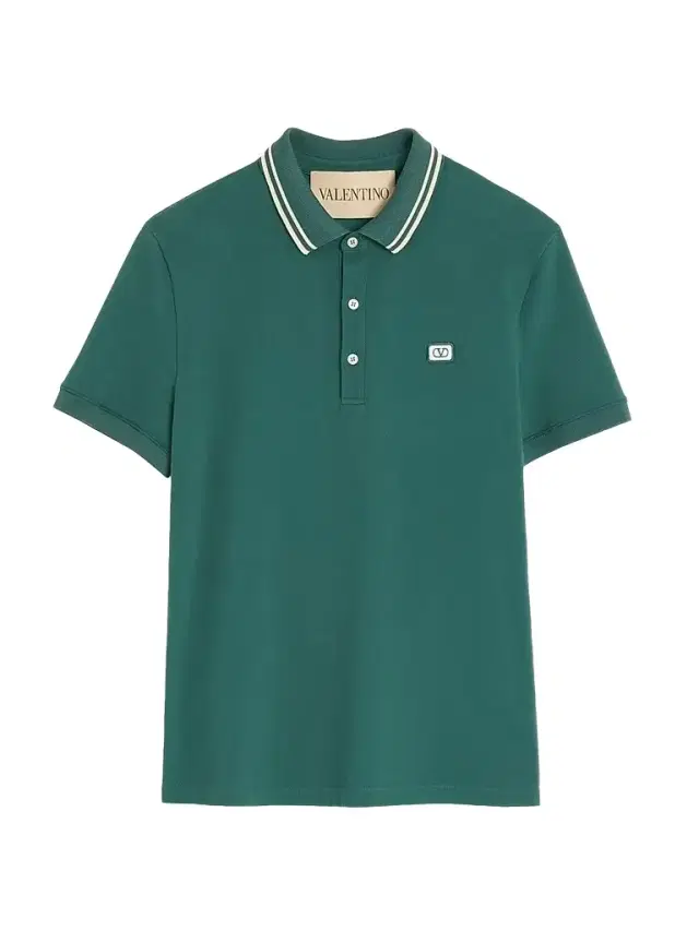 Valentino Garavani Men's Cotton Piqué Polo Shirt with VLogo Patch - Dark Green