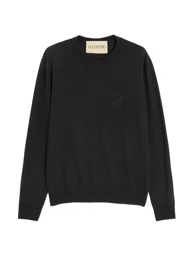 Valentino Garavani Men's Wool Sweater with VG Embroidery - Black