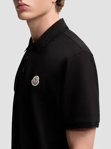 Moncler Men's Polo Shirt in Cotton Piquet - Black - Size XXXL | Thumbnail 4 Moncler Men's Polo Shirt in Cotton Piquet - Black - Size XXXL | Thumbnail 4