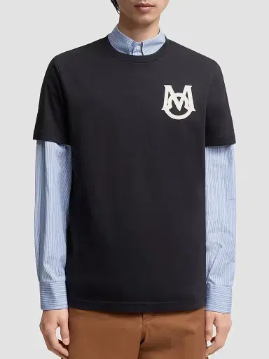 Moncler Men's Crewneck T-Shirt in Cotton - Navy Blue | Thumbnail 2 Moncler Men's Crewneck T-Shirt in Cotton - Navy Blue | Thumbnail 2