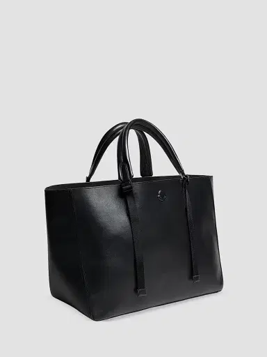 Moncler Men's Carlo Tote Bag in Leather - Black | Thumbnail 2 Moncler Men's Carlo Tote Bag in Leather - Black | Thumbnail 2