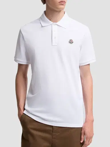Moncler Men's Polo Shirt in Cotton Piquet - White | Thumbnail 2
