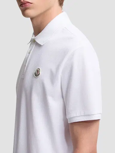 Moncler Men's Polo Shirt in Cotton Piquet - White | Thumbnail 4