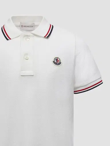 Moncler Little Boy's & Boy's Polo Shirt in Cotton Piquet - White - Size 14 | Thumbnail 3