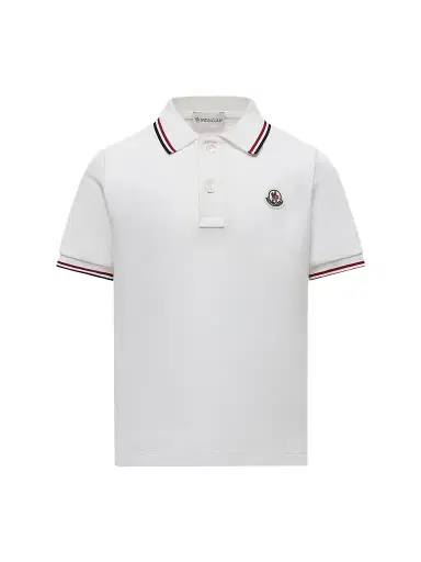 Moncler Little Boy's & Boy's Polo Shirt in Cotton Piquet - White - Size 14 | Thumbnail 1