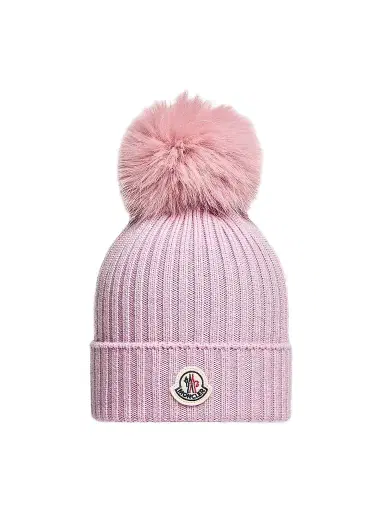 Moncler Little Girl's & Girl's Beanie Hat in Wool - Light Pink | Thumbnail 1