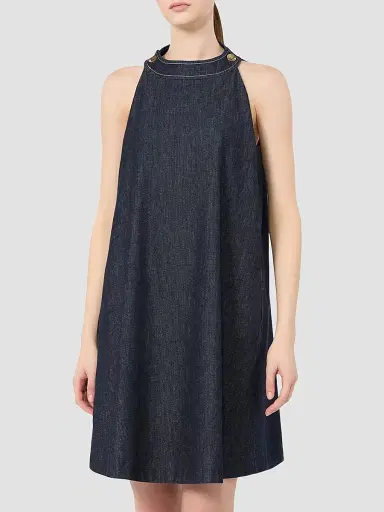 Max Mara Women's Short Sleeveless Cotton Denim Dress - Ultramarine - Size 14 | Thumbnail 3
