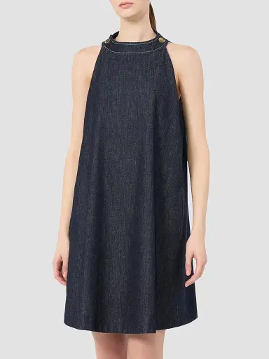 Max Mara Women's Short Sleeveless Cotton Denim Dress - Ultramarine - Size 14 | Thumbnail 4
