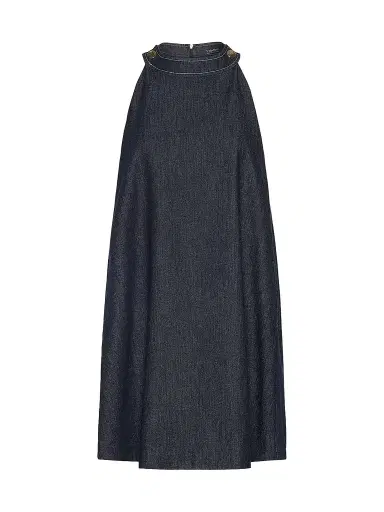 Max Mara Women's Short Sleeveless Cotton Denim Dress - Ultramarine - Size 14 | Thumbnail 1