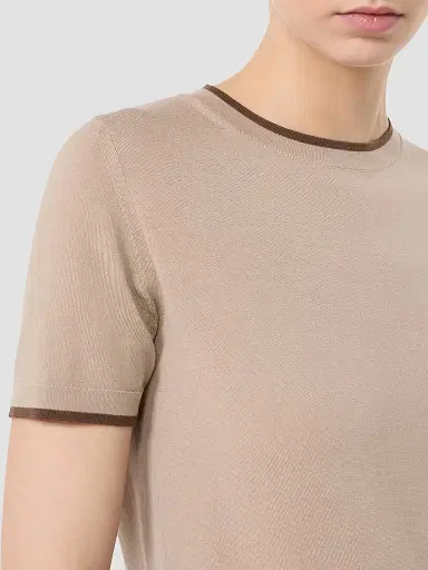 Max Mara Women's Short Sleeved Woollen Yarn Jumper - Beige - Size XL | Thumbnail 5 Max Mara Women's Short Sleeved Woollen Yarn Jumper - Beige - Size XL | Thumbnail 5