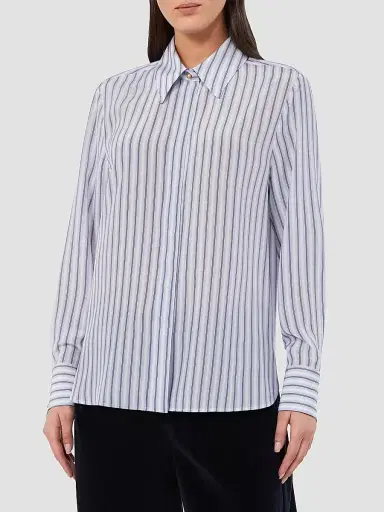 Max Mara Women's Printed Silk Shirt - Light Blue - Size 14 | Thumbnail 3