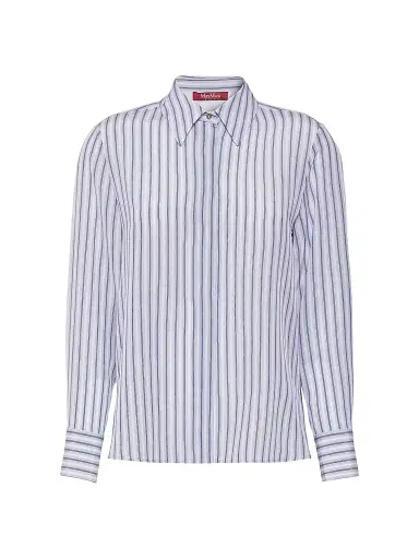 Max Mara Women's Printed Silk Shirt - Light Blue - Size 14 | Thumbnail 1