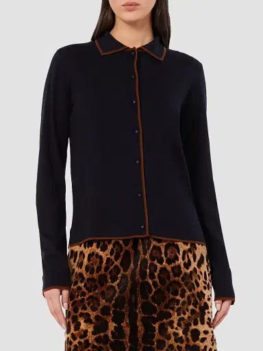 Max Mara Women's Wool and Silk Yarn Cardigan - Navy - Size XL | Thumbnail 3