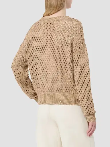 Max Mara Women's Sequinned Cotton Boxy Sweater - Camel - Size XL | Thumbnail 4 Max Mara Women's Sequinned Cotton Boxy Sweater - Camel - Size XL | Thumbnail 4