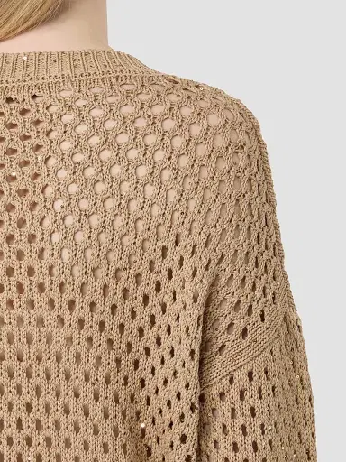 Max Mara Women's Sequinned Cotton Boxy Sweater - Camel - Size XL | Thumbnail 5 Max Mara Women's Sequinned Cotton Boxy Sweater - Camel - Size XL | Thumbnail 5